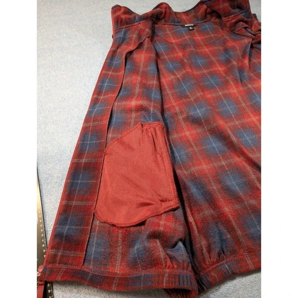 KingSize Mens 4XL Big Fleece Vest Red Blue Plaid Full Zip Pockets Sleeveless - Picture 6 of 9